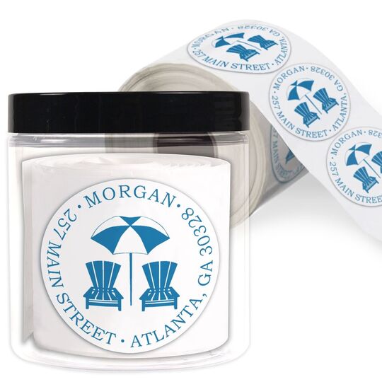 Beach Round Address Labels in a Jar